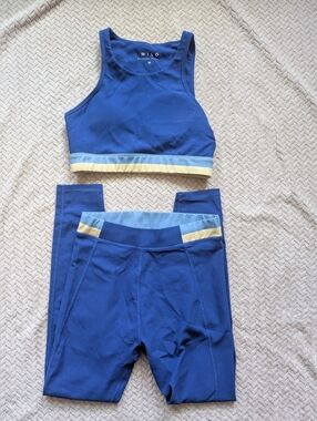 Wilo The Label Blue Ribbed Matching Workout Set